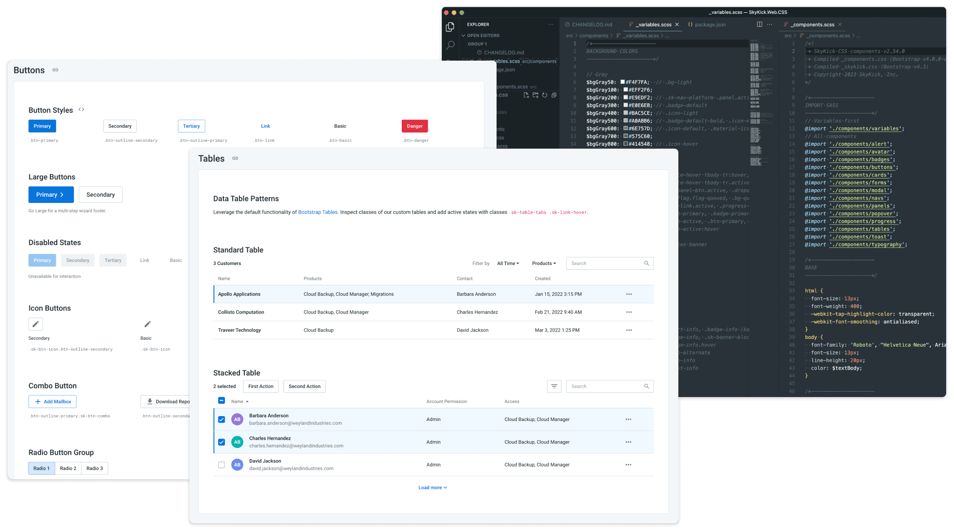 Bootstrap style library with early component documentation
