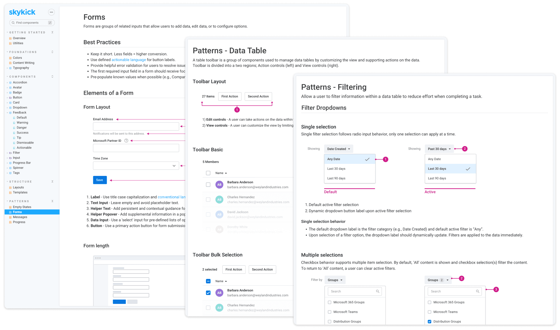Storybook components and pattern documentation