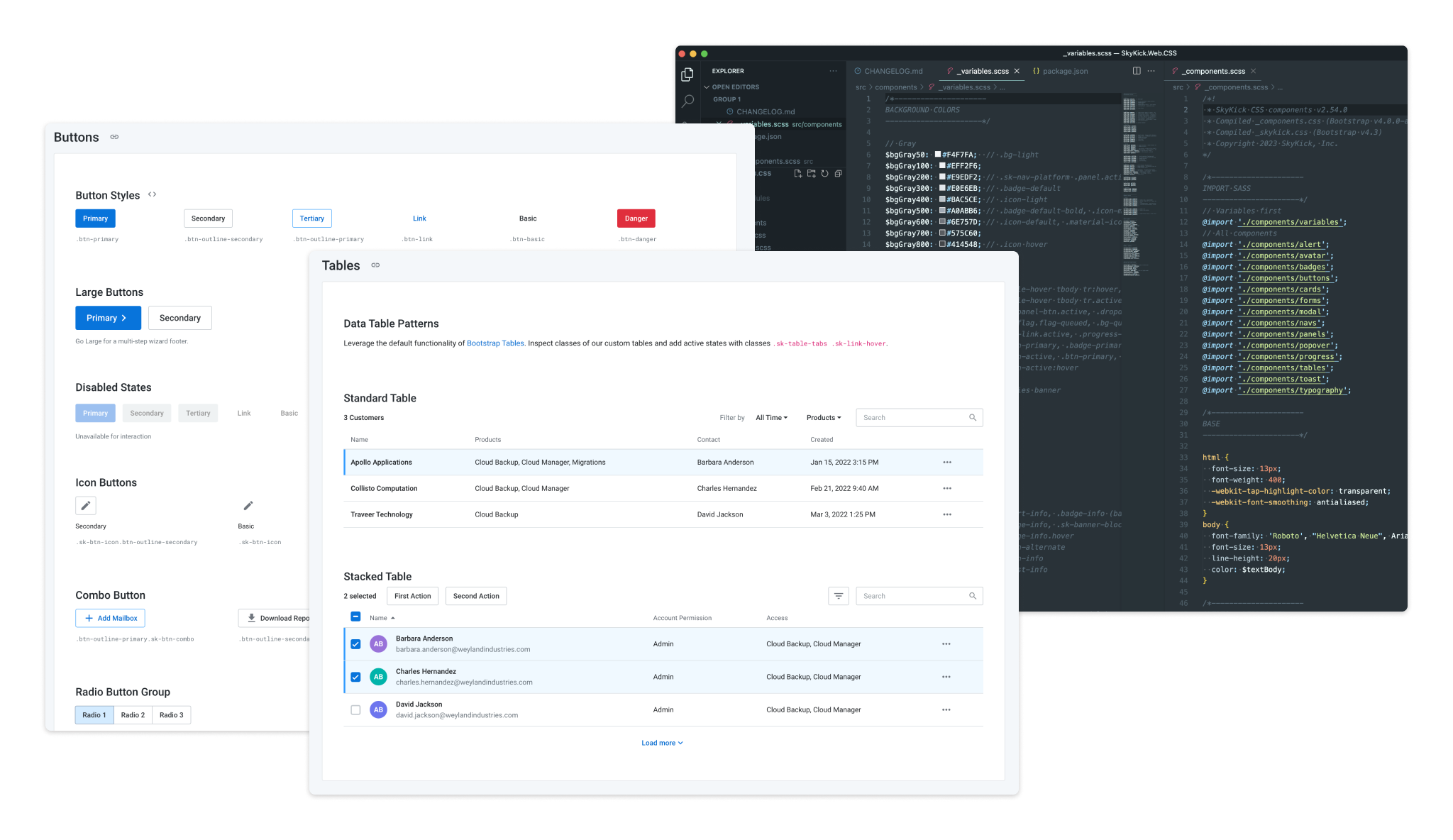 Bootstrap style library with early component documentation
